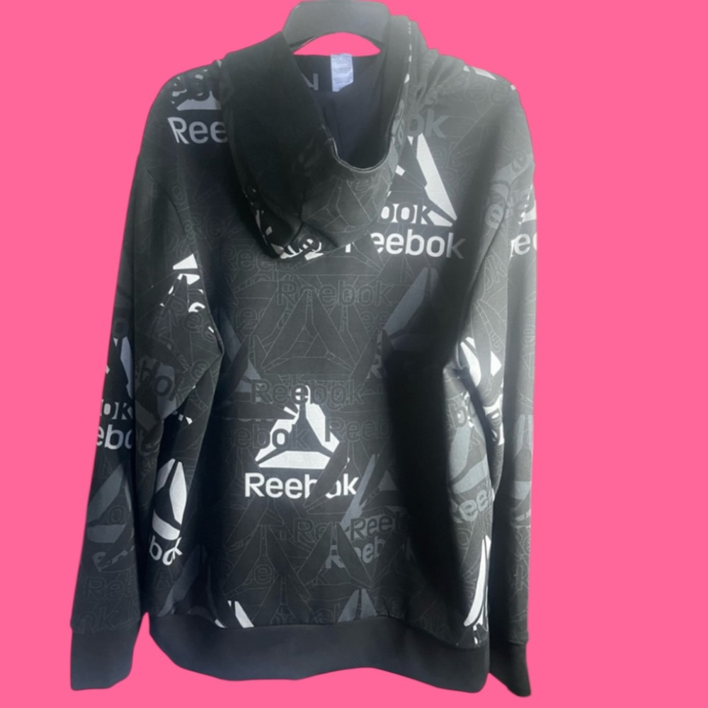 REEBOK Charcoal and White Graphic Hoodie